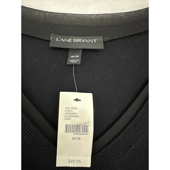 NWT Lane Bryant Black Knit Sweater Top 26/28 3X Mesh Trim - Picture 4 of 8
